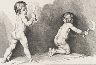 Deux enfants nus debout, du Nouveau Livre des enfants, 1720-60