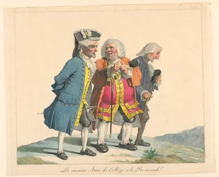 Amis de collège en promenade