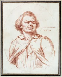 Révolution française : portrait de Georges Jacques Danton (1759-1794) conduit au supplice Dessin à la sanguine attribué à Pierre Wille (1748-1821)