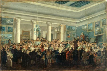 Vente publique de tableaux, vers 1785 (huile sur toile)