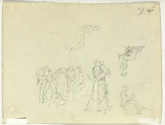 Feuille de croquis : Foule et figures individuelles