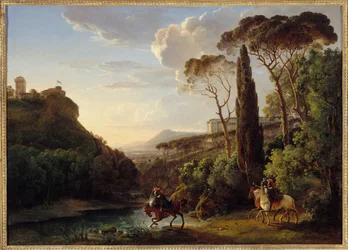 Paysage italien avec trois chevaliers