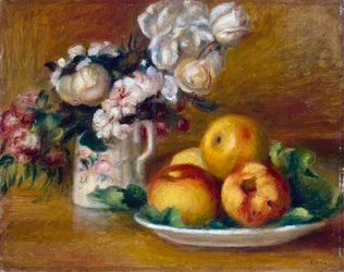 Pommes et fleurs, vers 1895