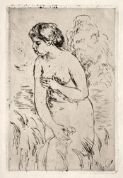 Baigneuse debout, à mi-jambes