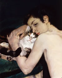 Garçon avec un chat, par Pierre-Auguste Renoir