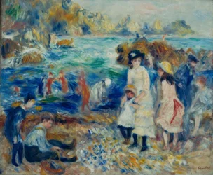 Enfants au bord de la mer à Guernesey