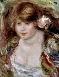 Femme a la Rose. Peinture de Pierre Auguste Renoir (Pierre-Auguste Renoir