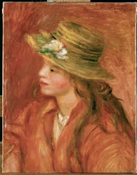 Fillette au chapeau de paille (oil on canvas)