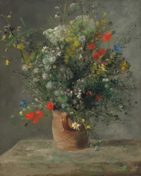 Fleurs dans un vase, vers 1866