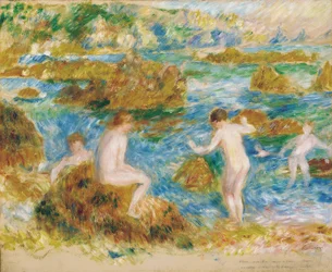 Garçons nus dans les rochers à Guernsey