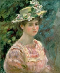 Fille avec des églantines sur son chapeau, vers 1896