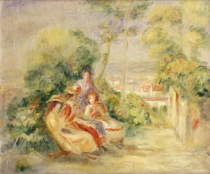 Fillettes dans un jardin, v. 1895