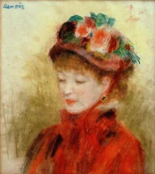 Jeune femme au chapeau aux fleurs