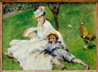 Madame Claude Monet avec son fils Jean dans le jardin à Argenteuil