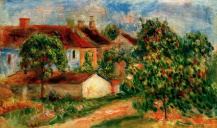 Maisons de village, toits rouges