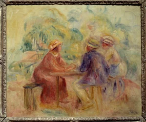 Réunion dans le jardin. Peinture d