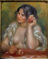 Portrait de Gabrielle à la rose (1878 - 1959). Peinture de Pierre Auguste Renoir (1841-1919)
