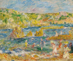 Rochers de Guernesey avec personnages Plage à Guernesey