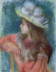 Jeune fille assise avec un chapeau blanc, 1884