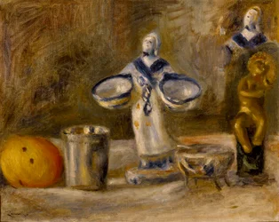 Nature morte avec une figure en faïence, après 1880