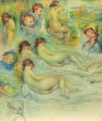 Études de Pierre Renoir, sa mère, Aline Charigot, nus et paysage