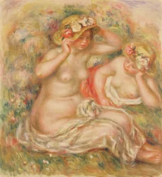 Deux nus portant des chapeaux