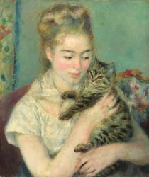 Femme avec un chat, vers 1875
