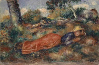Jeune femme allongée dans l