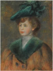 Jeune femme avec un chapeau vert