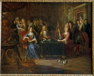 Nobles joueurs de cartes jouant aux cartes dans un salon