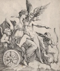Vénus et Cupidon sur un char