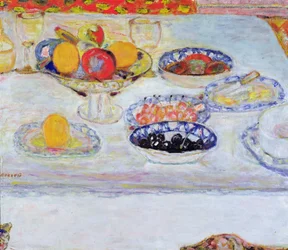 Bol et assiettes de fruits, 1930-32