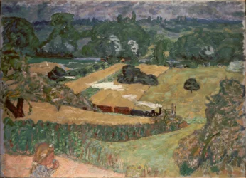 Paysage avec train de marchandises