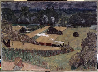 Paysage avec train de fret