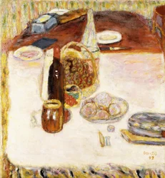 Nature morte avec bouteille de vin rouge