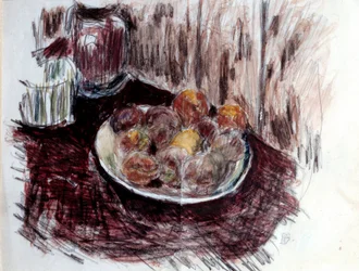Nature morte avec pêches. Peinture par Pierre Bonnard (1867-1947) XXe siècle. Collection privée
