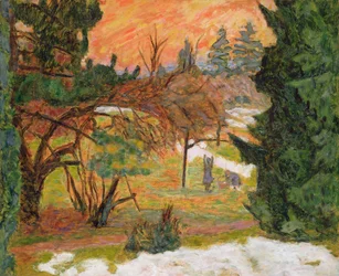 La corde à linge dans le parc à le Grand-Lemps, c.1917