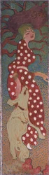 Femme en robe blanche à pois, un des quatre panneaux de Femmes dans le jardin, 1891