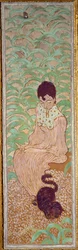 Femme assise au chat