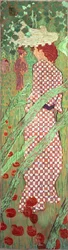 Femme en robe à carreaux, un des quatre panneaux de Femmes dans le jardin, 1891