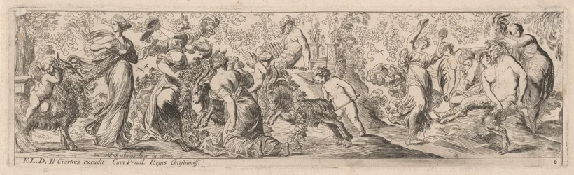 Putto conduisant des chèvres à travers des guirlandes