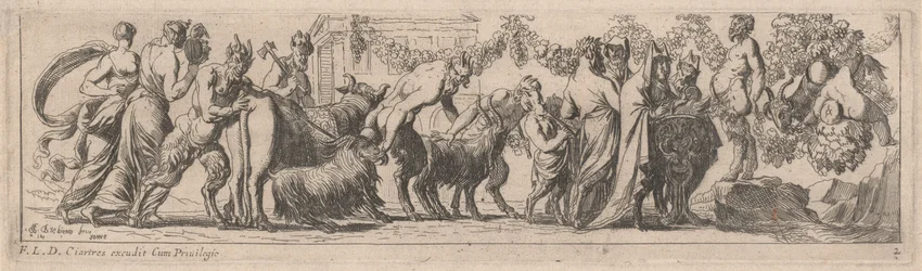Satyres apportant des animaux à un autel