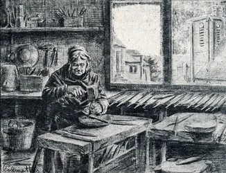 Un ouvrier fabriquant des limes Gravure de Pierre Calmette Collection privée