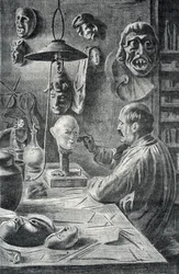 Fabrication de masques de théâtre et de déguisement Gravure tirée de 