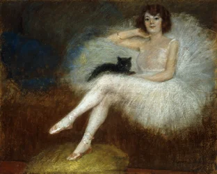 Ballerine avec un chat noir