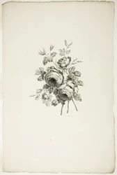 Bouquet avec des roses, de la Collection de différents bouquets de fleurs, inventé et dessiné par Jean Pillement et gravé par P. C. Canot