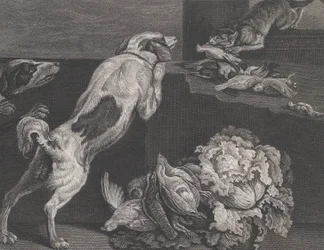 Chiens et nature morte, 1778