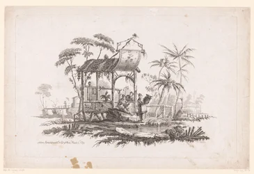 Figures avec paniers sur la rive