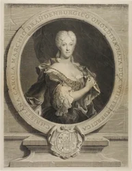 Portrait de Christine-Caroline, la margrave de Brandenbourg-Onoltzbach, épouse de Guillaume-Frédéric de Wurtemburg, 1694-1723