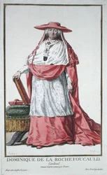 Le cardinal Dominique de la Rochefoucauld (1712-1800), tiré du « Recueil des Estampes, représentant les Rangs et les Dignités, suivant le Costume de toutes les Nations existantes », publié en 1780